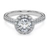 Anel Solitário Eternity Halo com diamantes cultivados em laboratório, 1,33 ct no total, forma redonda, ouro branco de 14K Anel Solitário Eternity Halo com diamantes cultivados em laboratório, 1,33 ct no total, forma redonda, ouro branco de 14K