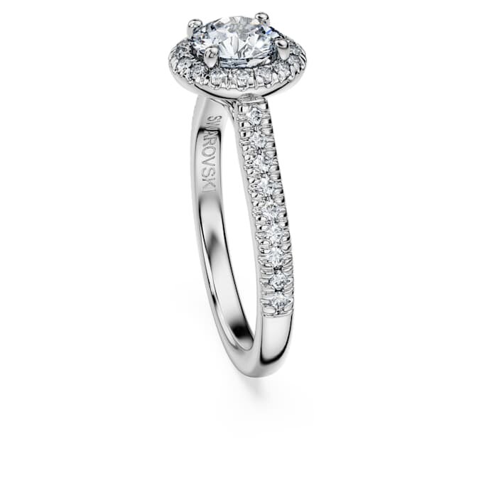 Anel Solitário Eternity Halo com diamantes cultivados em laboratório, 1,33 ct no total, forma redonda, ouro branco de 14K Anel Solitário Eternity Halo com diamantes cultivados em laboratório, 1,33 ct no total, forma redonda, ouro branco de 14K