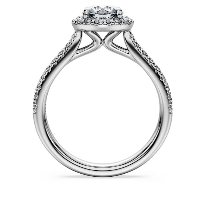 Anel Solitário Eternity Halo com diamantes cultivados em laboratório, 1,33 ct no total, forma redonda, ouro branco de 14K Anel Solitário Eternity Halo com diamantes cultivados em laboratório, 1,33 ct no total, forma redonda, ouro branco de 14K