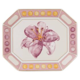 Bandeja Idyllia em porcelana, com motivo em cristal, flor, pequena, rosa