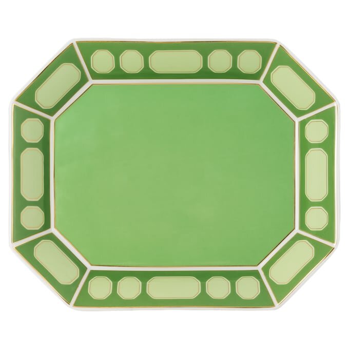 Bandeja Signum em porcelana, grande, verde Bandeja Signum em porcelana, grande, verde