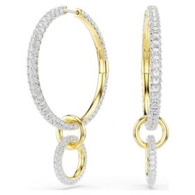 Brincos de argola Dextera com corte redondo, brancos, banhados a dourado