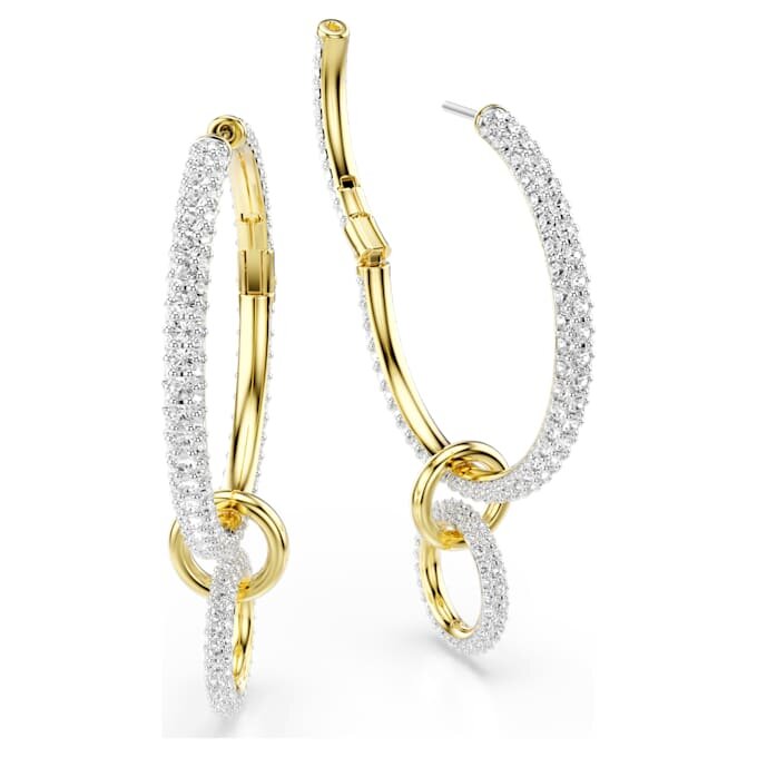 Brincos de argola Dextera com corte redondo, brancos, banhados a dourado Brincos de argola Dextera com corte redondo, brancos, banhados a dourado