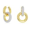Brincos de argola Dextera com design assimétrico, argolas entrelaçadas, brancos, banhados a dourado Brincos de argola Dextera com design assimétrico, argolas entrelaçadas, brancos, banhados a dourado