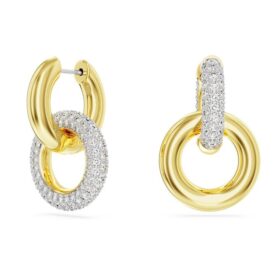 Brincos de argola Dextera com design assimétrico, argolas entrelaçadas, brancos, banhados a dourado
