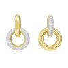 Brincos de argola Dextera com design assimétrico, argolas entrelaçadas, brancos, banhados a dourado Brincos de argola Dextera com design assimétrico, argolas entrelaçadas, brancos, banhados a dourado