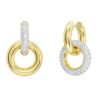 Brincos de argola Dextera com design assimétrico, argolas entrelaçadas, brancos, banhados a dourado Brincos de argola Dextera com design assimétrico, argolas entrelaçadas, brancos, banhados a dourado