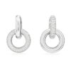 Brincos de argola Dextera com design assimétrico, argolas entrelaçadas, brancos, banhados a ródio Brincos de argola Dextera com design assimétrico, argolas entrelaçadas, brancos, banhados a ródio