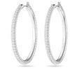 Brincos de argola Dextera com pavé, grandes, brancos, banhados a ródio Brincos de argola Dextera com pavé, grandes, brancos, banhados a ródio