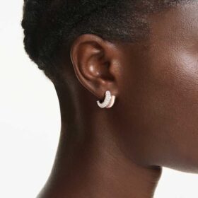 Brincos de argola Dextera, corte redondo, mini, brancos, banhados a ouro rosa