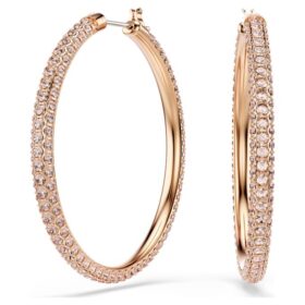 Brincos de argola Dextera Pavé, grandes, brancos, banhados a ouro rosa