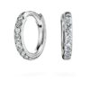 Brincos de argola Eternity com diamantes cultivados em laboratório, 0,1 ct no total, forma redonda, pequenos, ouro branco de 14K Brincos de argola Eternity com diamantes cultivados em laboratório, 0,1 ct no total, forma redonda, pequenos, ouro branco de 14K