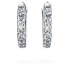 Brincos de argola Eternity com diamantes cultivados em laboratório, 0,1 ct no total, forma redonda, pequenos, ouro branco de 14K Brincos de argola Eternity com diamantes cultivados em laboratório, 0,1 ct no total, forma redonda, pequenos, ouro branco de 14K
