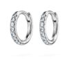 Brincos de argola Eternity com diamantes cultivados em laboratório, 0,1 ct no total, forma redonda, pequenos, ouro branco de 14K Brincos de argola Eternity com diamantes cultivados em laboratório, 0,1 ct no total, forma redonda, pequenos, ouro branco de 14K