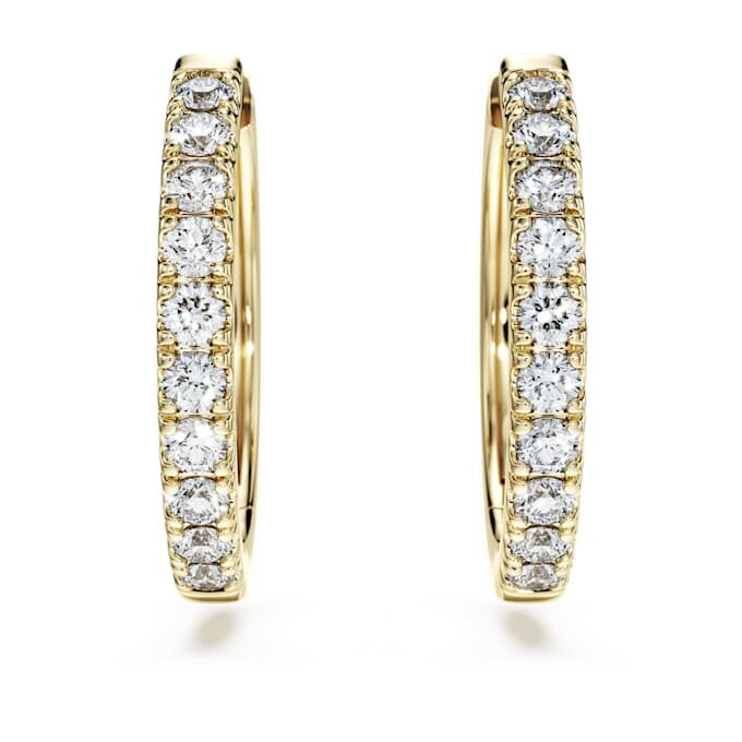 Brincos de argola Eternity com diamantes cultivados em laboratório, 0,5 ct no total, forma redonda, ouro amarelo de 14K Brincos de argola Eternity com diamantes cultivados em laboratório, 0,5 ct no total, forma redonda, ouro amarelo de 14K