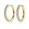 Brincos de argola Eternity com diamantes cultivados em laboratório, 0,5 ct no total, forma redonda, ouro amarelo de 14K Brincos de argola Eternity com diamantes cultivados em laboratório, 0,5 ct no total, forma redonda, ouro amarelo de 14K