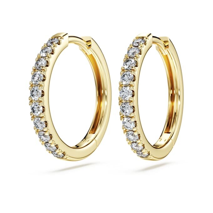Brincos de argola Eternity com diamantes cultivados em laboratório, 0,5 ct no total, forma redonda, ouro amarelo de 14K Brincos de argola Eternity com diamantes cultivados em laboratório, 0,5 ct no total, forma redonda, ouro amarelo de 14K