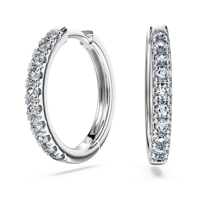 Brincos de argola Eternity com diamantes cultivados em laboratório, 0,56 ct no total, forma redonda, prata esterlina Brincos de argola Eternity com diamantes cultivados em laboratório, 0,56 ct no total, forma redonda, prata esterlina