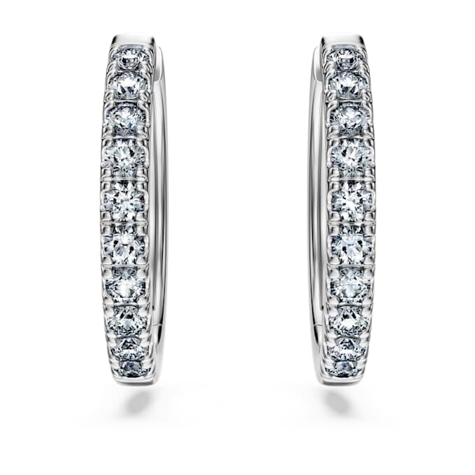 Brincos de argola Eternity com diamantes cultivados em laboratório, 0,56 ct no total, forma redonda, prata esterlina Brincos de argola Eternity com diamantes cultivados em laboratório, 0,56 ct no total, forma redonda, prata esterlina
