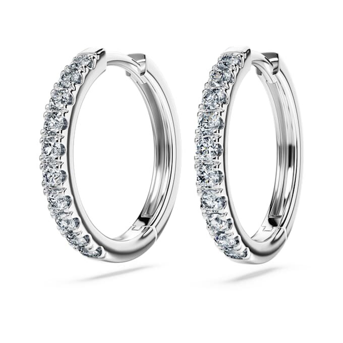 Brincos de argola Eternity com diamantes cultivados em laboratório, 0,56 ct no total, forma redonda, prata esterlina Brincos de argola Eternity com diamantes cultivados em laboratório, 0,56 ct no total, forma redonda, prata esterlina