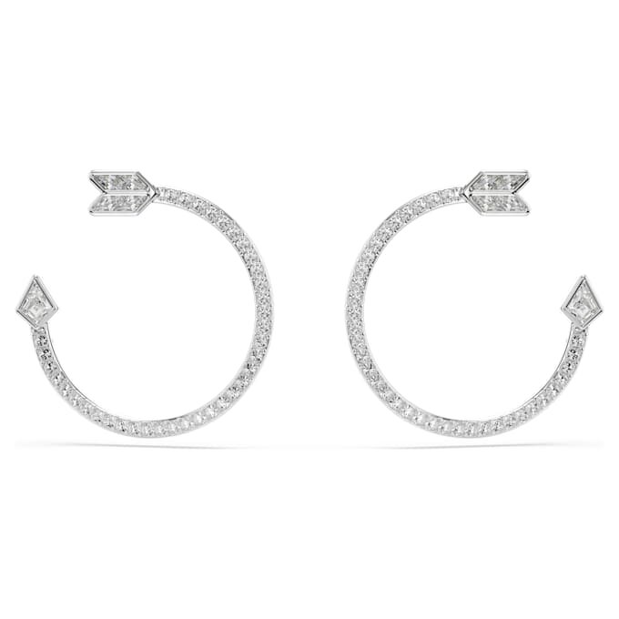 Brincos de argola Idyllia com cortes variados, em forma de seta, brancos, banhados a ródio Brincos de argola Idyllia com cortes variados, em forma de seta, brancos, banhados a ródio