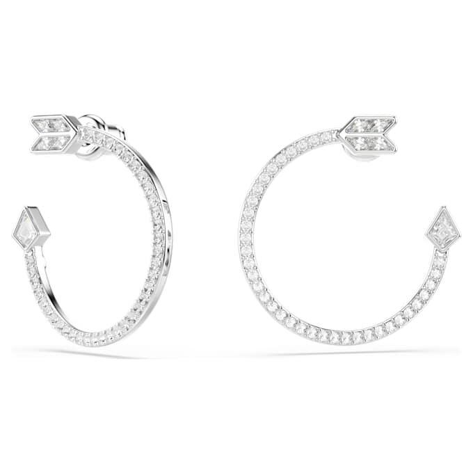 Brincos de argola Idyllia com cortes variados, em forma de seta, brancos, banhados a ródio Brincos de argola Idyllia com cortes variados, em forma de seta, brancos, banhados a ródio