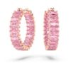 Brincos de argola Matrix com corte baguete, cor-de-rosa, banhados a ouro rosa Brincos de argola Matrix com corte baguete, cor-de-rosa, banhados a ouro rosa