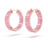 Brincos de argola Matrix com corte baguete, cor-de-rosa, banhados a ouro rosa Brincos de argola Matrix com corte baguete, cor-de-rosa, banhados a ouro rosa