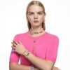 Brincos de argola Matrix com corte baguete, cor-de-rosa, banhados a ouro rosa Brincos de argola Matrix com corte baguete, cor-de-rosa, banhados a ouro rosa