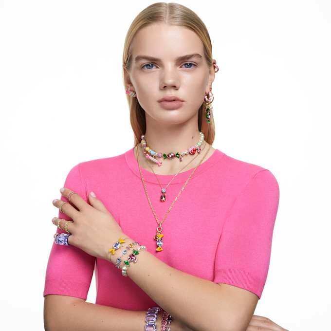 Brincos de argola Matrix com corte baguete, cor-de-rosa, banhados a ouro rosa Brincos de argola Matrix com corte baguete, cor-de-rosa, banhados a ouro rosa