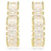 Brincos de argola Matrix com corte baguete, em forma de coração, pequenos, brancos, banhados a dourado Brincos de argola Matrix com corte baguete, em forma de coração, pequenos, brancos, banhados a dourado
