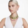 Brincos de argola Matrix com corte baguete, em forma de coração, pequenos, cor-de-rosa, banhados a dourado Brincos de argola Matrix com corte baguete, em forma de coração, pequenos, cor-de-rosa, banhados a dourado