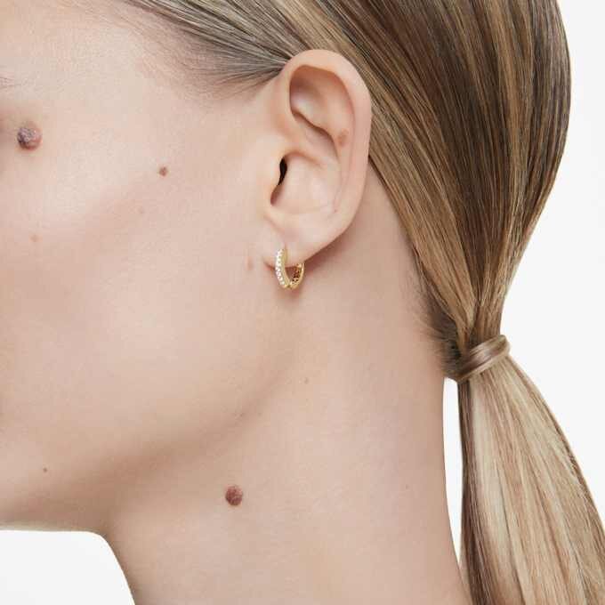 Brincos de argola Matrix com corte redondo, brancos, banhados a dourado Brincos de argola Matrix com corte redondo, brancos, banhados a dourado