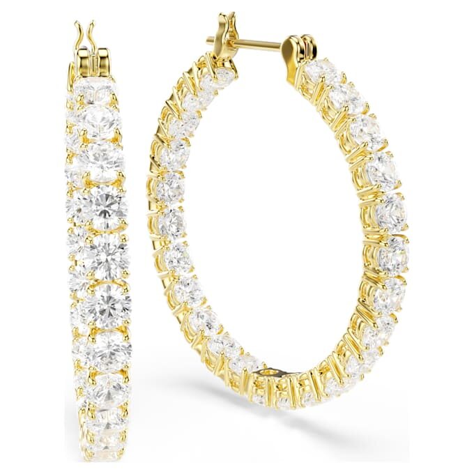 Brincos de argola Matrix com corte redondo, brancos, banhados a dourado Brincos de argola Matrix com corte redondo, brancos, banhados a dourado