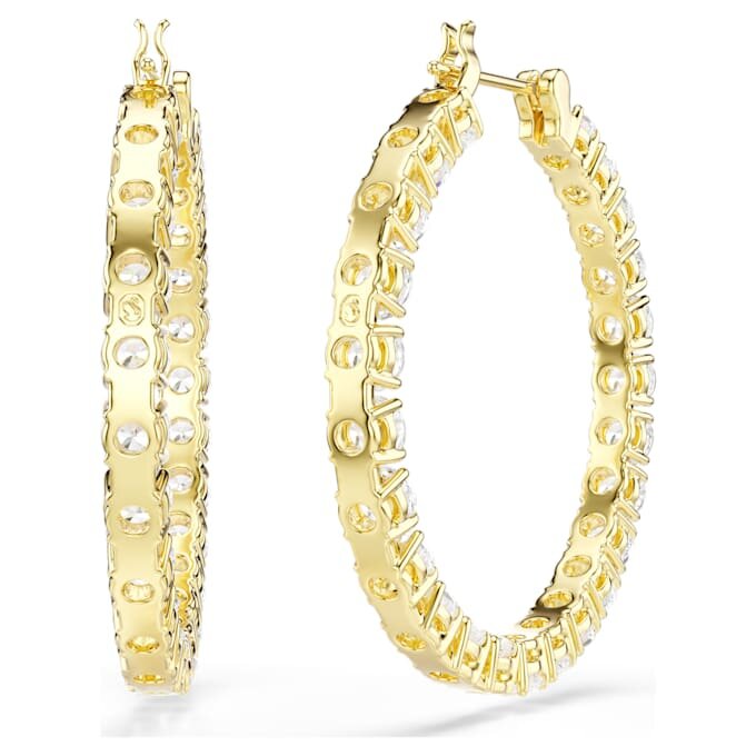 Brincos de argola Matrix com corte redondo, brancos, banhados a dourado Brincos de argola Matrix com corte redondo, brancos, banhados a dourado