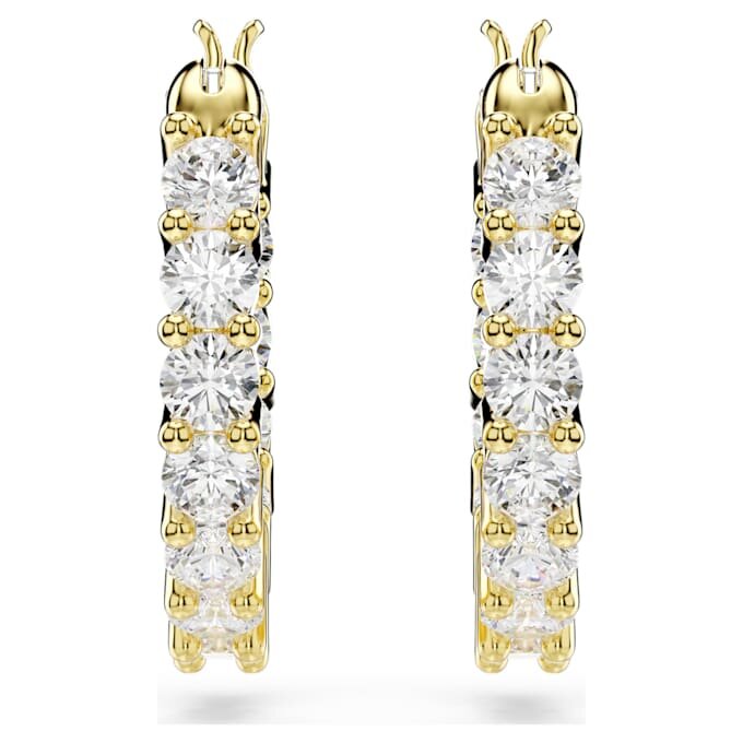 Brincos de argola Matrix Vittore, corte redondo, brancos, banhados a dourado Brincos de argola Matrix Vittore, corte redondo, brancos, banhados a dourado