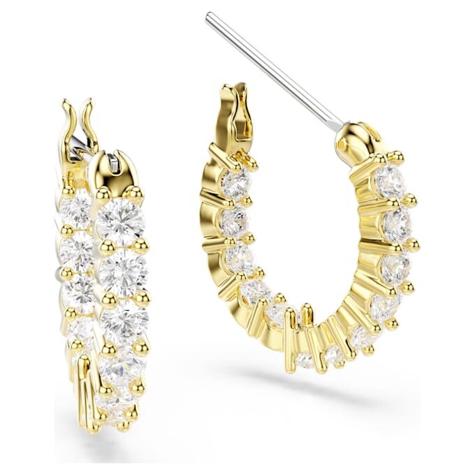 Brincos de argola Matrix Vittore, corte redondo, brancos, banhados a dourado Brincos de argola Matrix Vittore, corte redondo, brancos, banhados a dourado