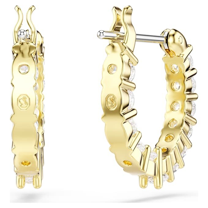 Brincos de argola Matrix Vittore, corte redondo, brancos, banhados a dourado Brincos de argola Matrix Vittore, corte redondo, brancos, banhados a dourado