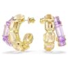 Brincos de argola Millenia com cortes mistos, multicoloridos, banhados a dourado Brincos de argola Millenia com cortes mistos, multicoloridos, banhados a dourado