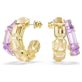 Brincos de argola Millenia com cortes mistos, multicoloridos, banhados a dourado