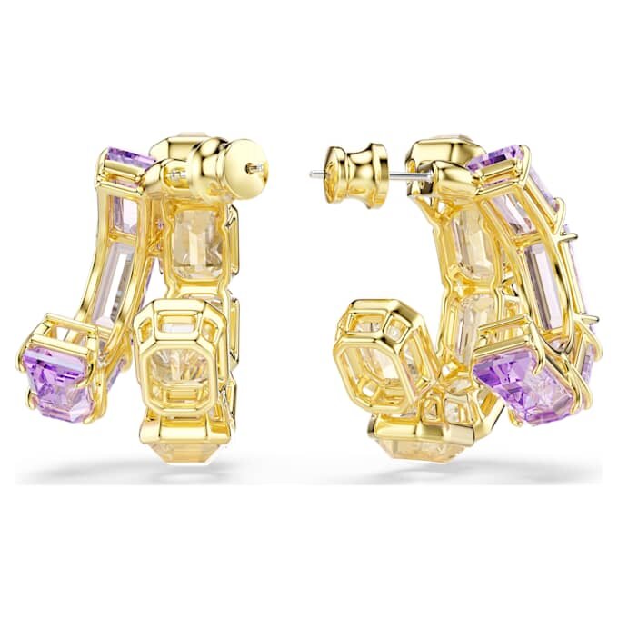 Brincos de argola Millenia com cortes mistos, multicoloridos, banhados a dourado Brincos de argola Millenia com cortes mistos, multicoloridos, banhados a dourado