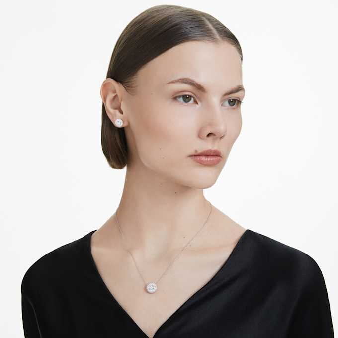 Brincos de aro «Eternity Halo» com diamantes cultivados em laboratório, 2 Ct Tw, forma redonda, ouro branco de 14K Brincos de aro «Eternity Halo» com diamantes cultivados em laboratório, 2 Ct Tw, forma redonda, ouro branco de 14K