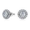 Brincos de aro «Eternity Halo» com diamantes cultivados em laboratório, 2 Ct Tw, forma redonda, ouro branco de 14K Brincos de aro «Eternity Halo» com diamantes cultivados em laboratório, 2 Ct Tw, forma redonda, ouro branco de 14K