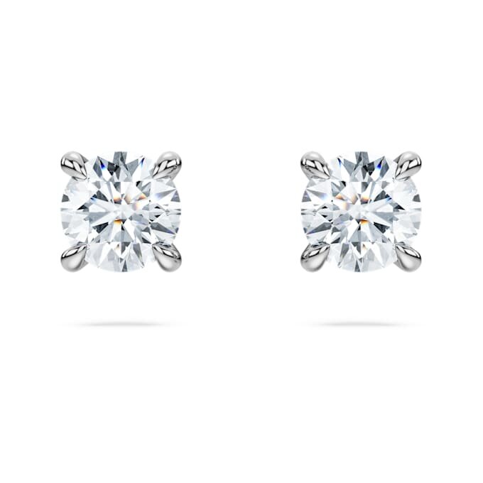 Brincos de botão Eternity com diamantes cultivados em laboratório, 0,52 ct no total, forma redonda, prata esterlina Brincos de botão Eternity com diamantes cultivados em laboratório, 0,52 ct no total, forma redonda, prata esterlina
