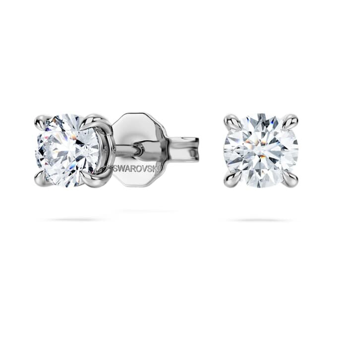Brincos de botão Eternity com diamantes cultivados em laboratório, 0,52 ct no total, forma redonda, prata esterlina Brincos de botão Eternity com diamantes cultivados em laboratório, 0,52 ct no total, forma redonda, prata esterlina