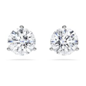 Brincos de botão Eternity com diamantes cultivados em laboratório, 2,0 ct no total, forma redonda, ouro branco de 14K