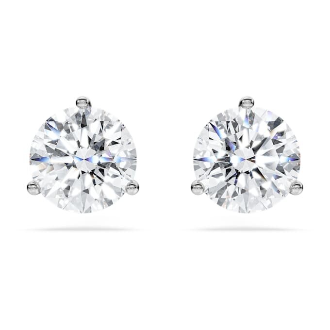 Brincos de botão Eternity com diamantes cultivados em laboratório, 2,0 ct no total, forma redonda, ouro branco de 14K Brincos de botão Eternity com diamantes cultivados em laboratório, 2,0 ct no total, forma redonda, ouro branco de 14K