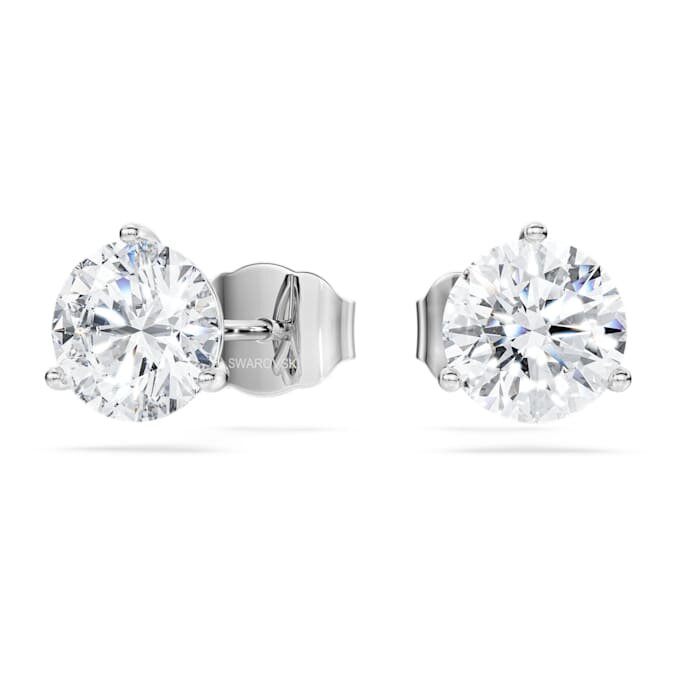 Brincos de botão Eternity com diamantes cultivados em laboratório, 2,0 ct no total, forma redonda, ouro branco de 14K Brincos de botão Eternity com diamantes cultivados em laboratório, 2,0 ct no total, forma redonda, ouro branco de 14K