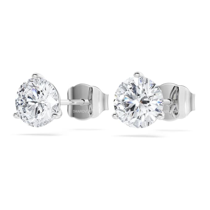 Brincos de botão Eternity com diamantes cultivados em laboratório, 2,0 ct no total, forma redonda, ouro branco de 14K Brincos de botão Eternity com diamantes cultivados em laboratório, 2,0 ct no total, forma redonda, ouro branco de 14K