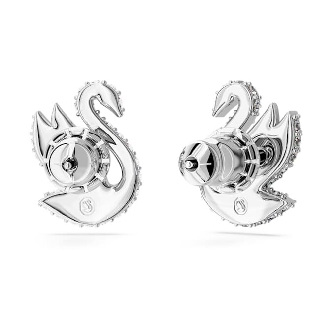 Brincos de botão «Swan» — Cisne, Branco, Banhado a ródio Brincos de botão «Swan» — Cisne, Branco, Banhado a ródio